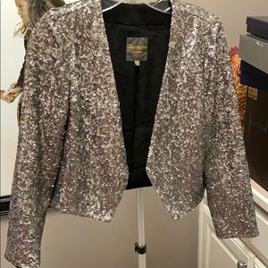 Silver sequin cropped blazer